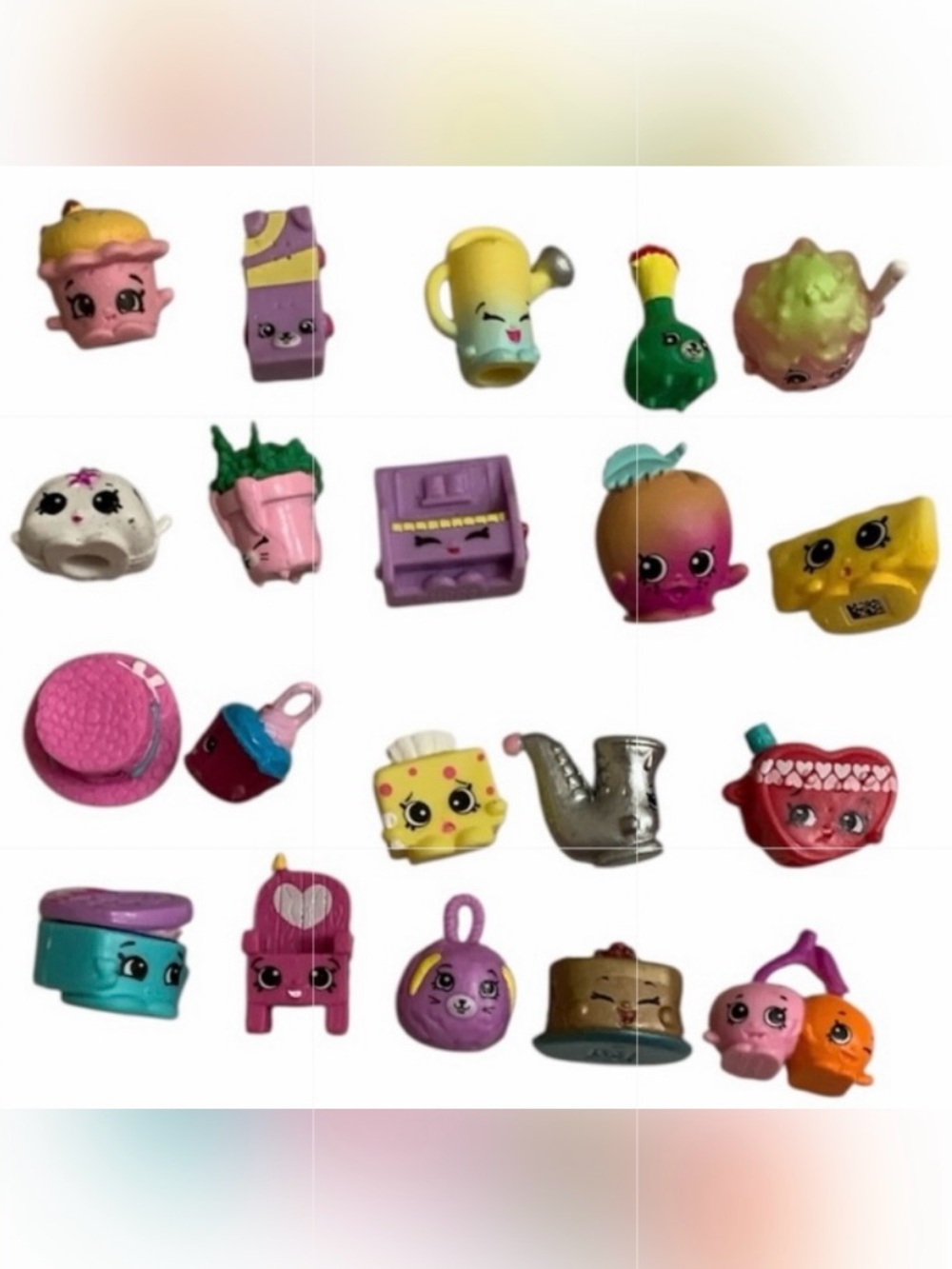 Shopkins Lot 20 Play Figures Petkins Charms Piano Plant Saxophone Hat Tissue Box